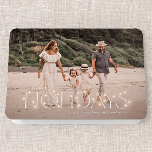 Shimmering Holiday String Holiday Card, White, 5x7 Folded, Holiday, Matte, Folded Smooth Cardstock, Rounded, White