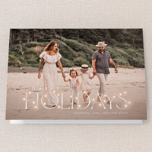 Shimmering Holiday String Holiday Card, White, 5x7 Folded, Holiday, Pearl Shimmer Cardstock, Square, White