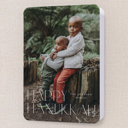 Classic Holiday Elegance Holiday Card, White, 5x7 Folded, Hanukkah, Matte, Folded Smooth Cardstock, Rounded, White