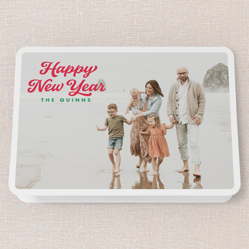 Retro Merry Cheer Holiday Card, White, 5x7 Folded, New Year, Matte, Folded Smooth Cardstock, Rounded, White