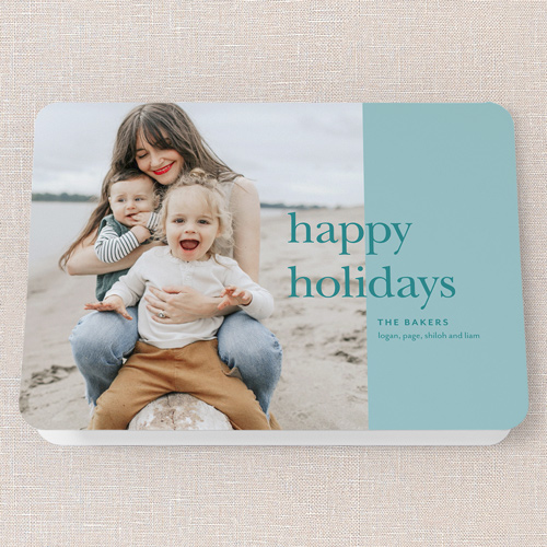 Simple Joyful Moments Holiday Card, Blue, 5x7 Folded, Holiday, Matte, Folded Smooth Cardstock, Rounded