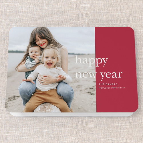 Simple Joyful Moments Holiday Card, Red, 5x7 Folded, New Year, Matte, Folded Smooth Cardstock, Rounded