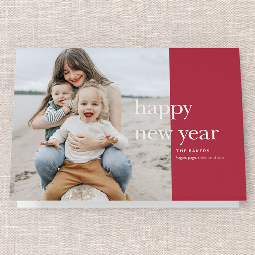 Simple Joyful Moments Holiday Card, Red, 5x7 Folded, New Year, Matte, Folded Smooth Cardstock, Square, Red