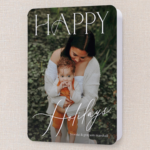 Trendy Type Holiday Card, White, 5x7 Folded, Holiday, Matte, Folded Smooth Cardstock, Rounded, White