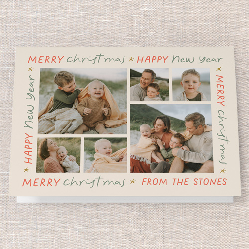Happy Holiday Tidings Holiday Card, Beige, 5x7 Folded, Christmas, Matte, Folded Smooth Cardstock, Square, Cream