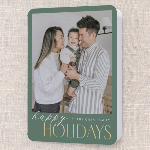 Merry Modern Tidings Holiday Card, Green, 5x7 Folded, Holiday, Matte, Folded Smooth Cardstock, Rounded