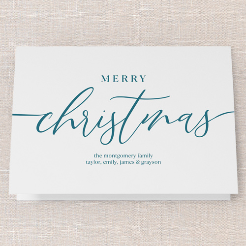 Hand Lettered Charm Holiday Card, Blue, 5x7 Folded, Christmas, Matte, Folded Smooth Cardstock, Square, Blue