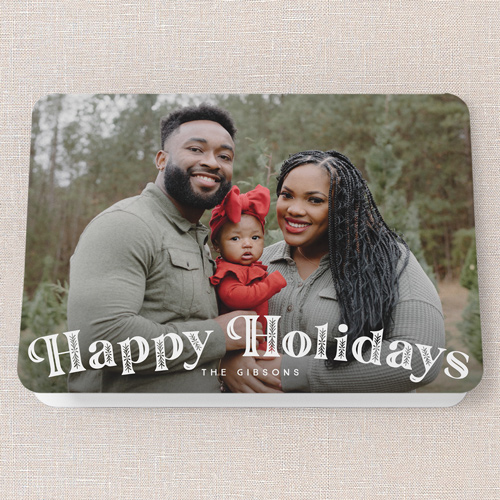 Adorned Deco Holiday Card, White, 5x7 Folded, Holiday, Pearl Shimmer Cardstock, Rounded, White