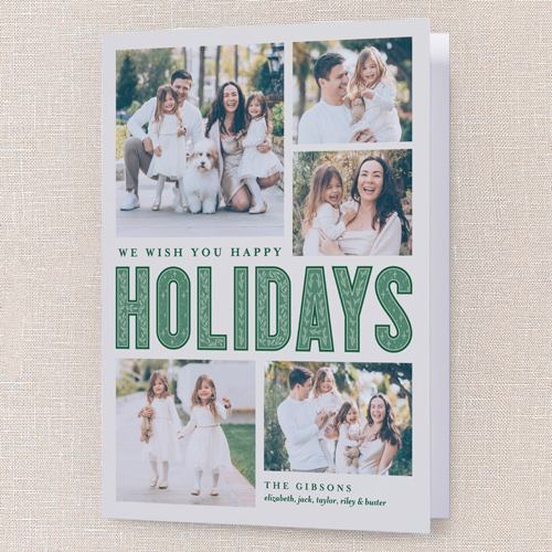 Pattern Type Holiday Card, Grey, 5x7 Folded, Holiday, Pearl Shimmer Cardstock, Square, Whisper Gray