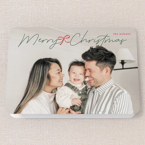 Bow Touch Holiday Card, Green, 5x7 Folded, Christmas, Matte, Folded Smooth Cardstock, Rounded, Tree