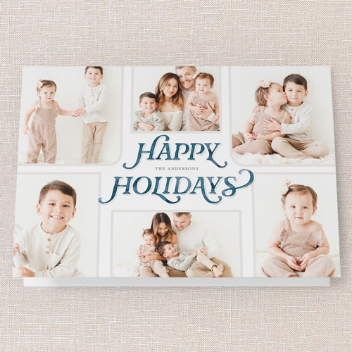 Painted Penmanship Holiday Card, Blue, 5x7 Folded, Holiday, Pearl Shimmer Cardstock, Square, Nautical