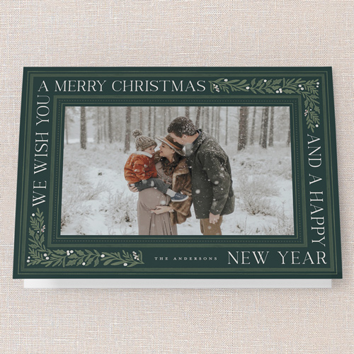 Framed Tidings Holiday Card, Green, 5x7 Folded, Christmas, Matte, Folded Smooth Cardstock, Square, Pine Grove