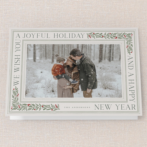 Framed Tidings Holiday Card, Grey, 5x7 Folded, Holiday, Pearl Shimmer Cardstock, Square, Whisper Gray