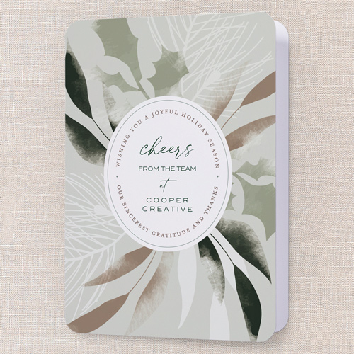 Gratitude Wreath Holiday Card, Green, 5x7 Folded, Holiday, Matte, Folded Smooth Cardstock, Rounded, Sea Breeze