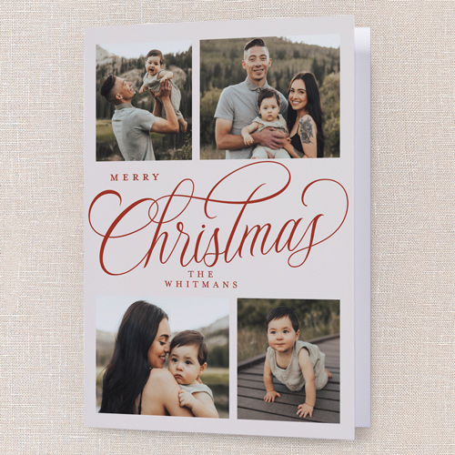 Modern Year Holiday Card, Red, 5x7 Folded, Christmas, Pearl Shimmer Cardstock, Square, Red