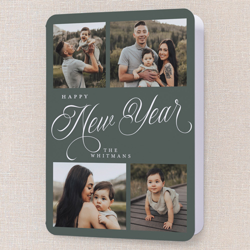 Modern Year Holiday Card, Green, 5x7 Folded, New Year, Matte, Folded Smooth Cardstock, Rounded, Rosemary