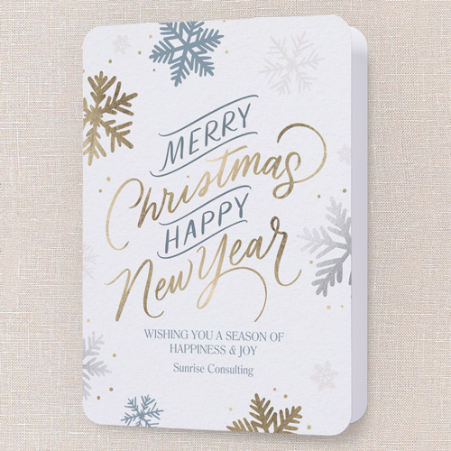 Scripted Season Holiday Card, White, 5x7 Folded, Christmas, Matte, Folded Smooth Cardstock, Rounded, White