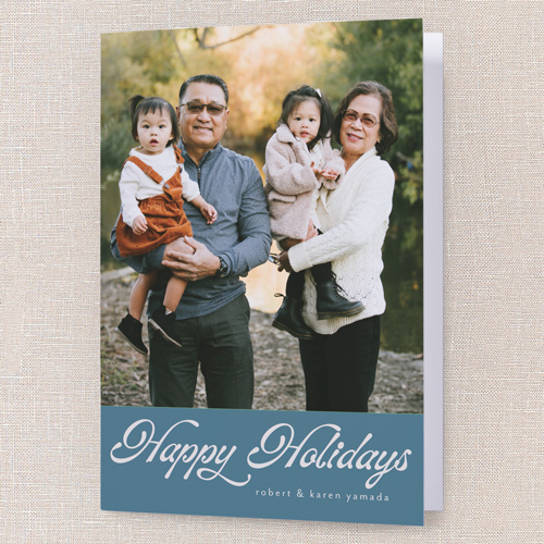 Graceful Wishes Holiday Card, Blue, 5x7 Folded, Holiday, Pearl Shimmer Cardstock, Square, Marine