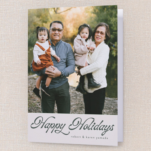 Graceful Wishes Holiday Card, Grey, 5x7 Folded, Holiday, Pearl Shimmer Cardstock, Square, Whisper Gray