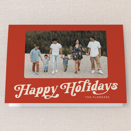 Retro Script Cheer Holiday Card, Red, 5x7 Folded, Holiday, Matte, Folded Smooth Cardstock, Square, Red