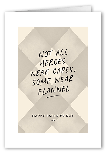 Flannel Hero Father's Day Card, Beige, 5x7 Folded, Pearl Shimmer Cardstock, Square