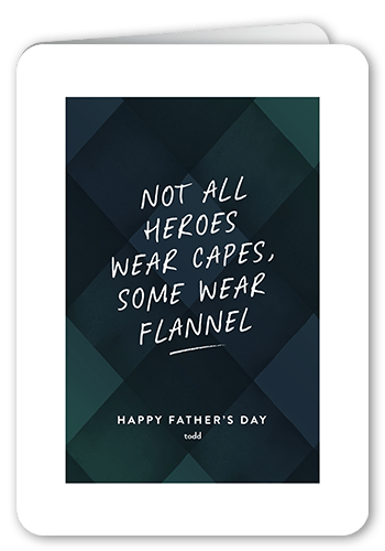 Flannel Hero Father's Day Card, Black, 5x7 Folded, Pearl Shimmer Cardstock, Rounded, Silhouette