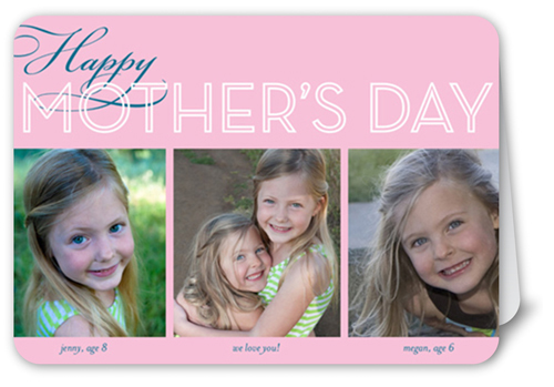 Happy Mom Collage Mother's Day Card, Pink, Pearl Shimmer Cardstock, Rounded