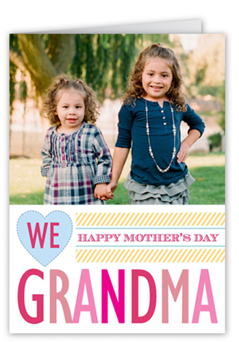 We Love Grandma Mother's Day Card, White, Pearl Shimmer Cardstock, Square