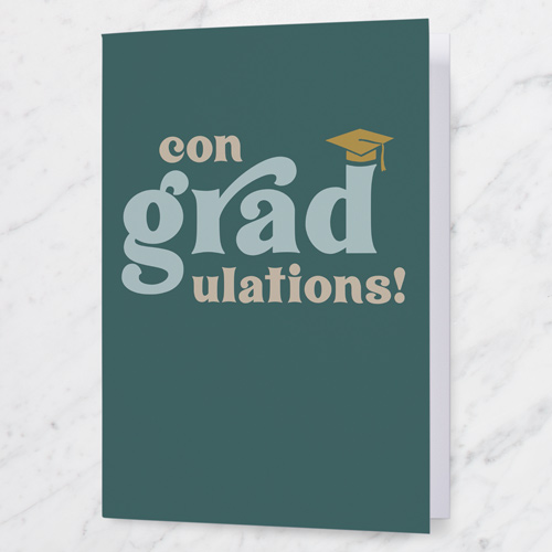 Nostalgic Vibes Graduation Greeting Card, Green, 5x7 Folded, Pearl Shimmer Cardstock, Square