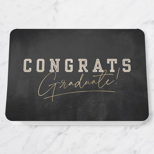 Type Celebration Graduation Greeting Card, Black, 5x7 Folded, Pearl Shimmer Cardstock, Rounded, Black