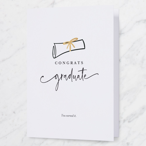 Simple Diploma Graduation Greeting Card, White, 5x7 Folded, Matte, Folded Smooth Cardstock, Square