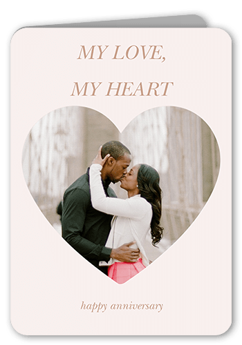 My Heart Anniversary Card, Pink, 5x7 Folded, Pearl Shimmer Cardstock, Rounded