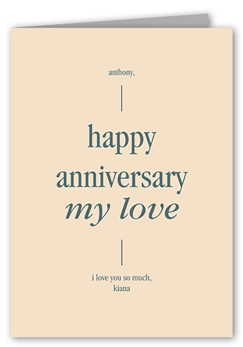 My Love Anniversary Card, Pink, 5x7 Folded, Pearl Shimmer Cardstock, Square