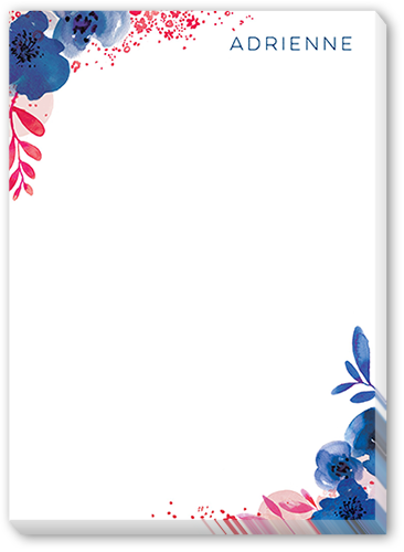 Flowered Corners 5x7 Notepad, Blue, Matte