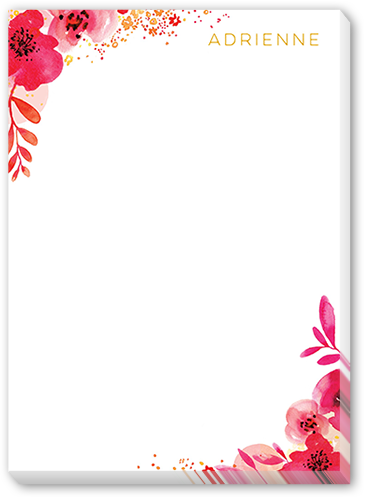 Flowered Corners 5x7 Notepad, Pink, Matte