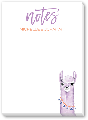 Llama Thoughts Notepad, Purple, Matte