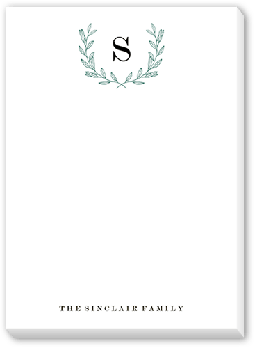 Foliage Initial Notepad, White, Matte