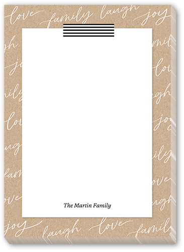 Patterned Script Notepad, Beige, Matte