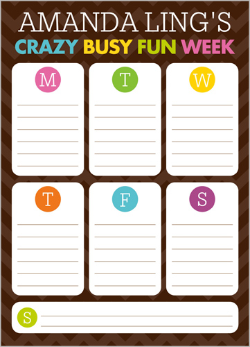 Crazy Week 5x7 Notepad, Brown, Matte