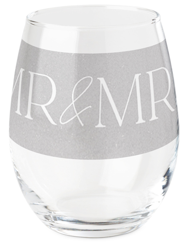Mr & Mrs Neutral Printed Wine Glass, Printed Wine, Set of 1, Multicolor