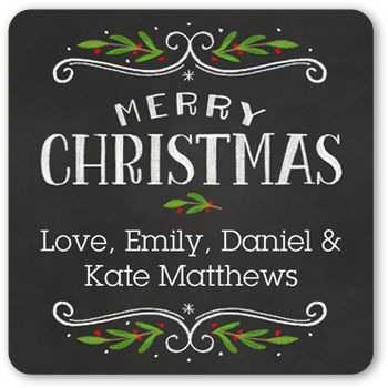 Chalked Merry Swirls Stickers, -Black-Stickers