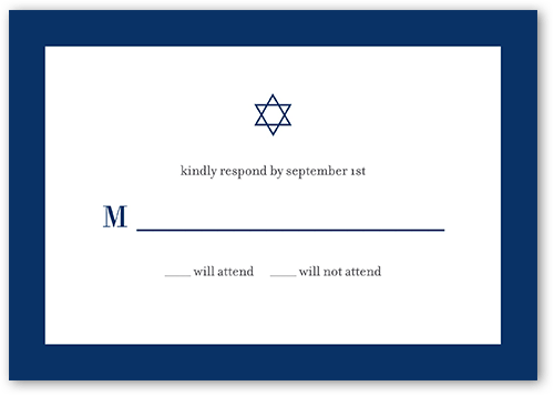 Basic Color Frame Bar Mitzvah Response Card, White, Matte, 100% Recycled Cardstock , Square