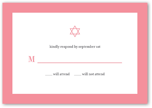 Classic Color Frame Bat Mitzvah Response Card, White, Matte, 100% Recycled Cardstock , Square, White