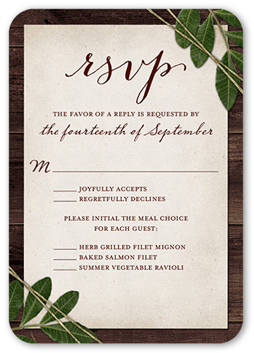 Ingrained Love Wedding Response Card, Brown, Pearl Shimmer Cardstock, Rounded