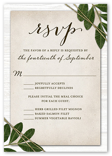 Ingrained Love Wedding Response Card, Beige, Matte, 100% Recycled Cardstock ?, Square