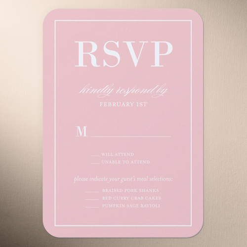 Divine Elegance Wedding Response Card, Pink, Matte, Signature Smooth Cardstock, Rounded