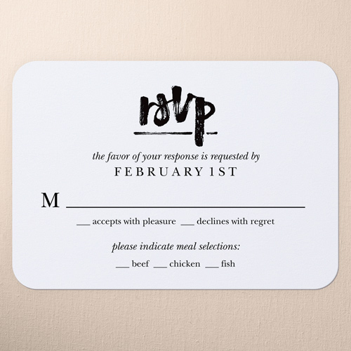 Happy Together Type Wedding Response Card, Black, 100% Recycled Cardstock , Rounded, Black