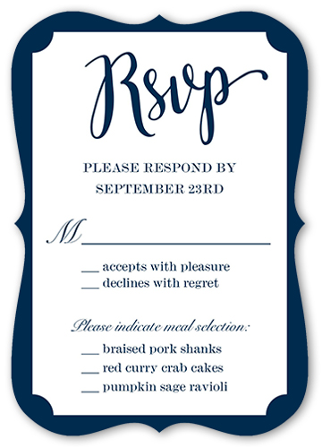 Simple Shimmer Wedding Response Card, Blue, Pearl Shimmer Cardstock, Bracket