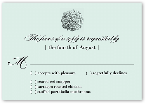 Grandeur Affair Wedding Response Card, Blue, Matte, Pearl Shimmer Cardstock, Square