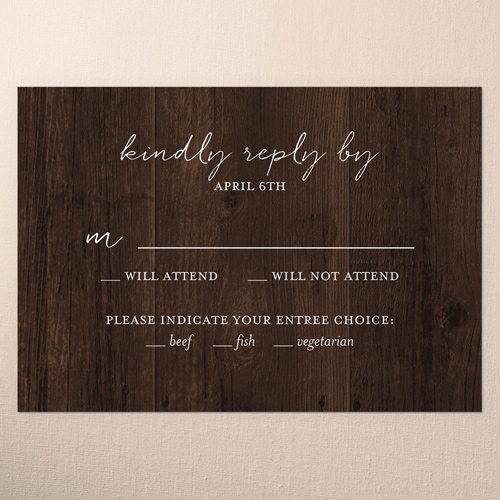 Calligraphy Collection Wedding Response Card, Brown, Matte, Signature Smooth Cardstock, Square, Milk Chocolate